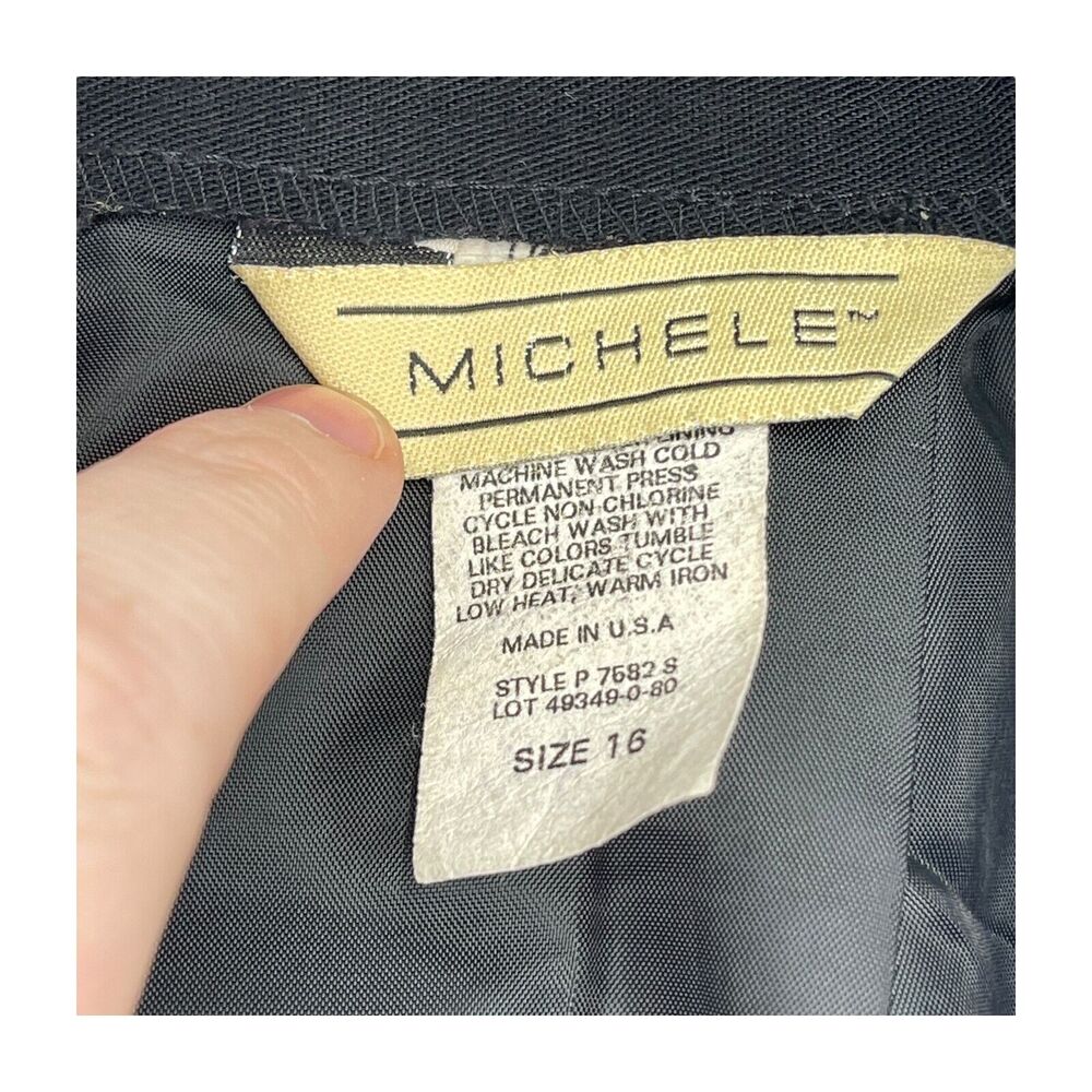 Michele A-Line Skirt Women's 16 Black Lined Back Button Preppy Modern Minimalist - Picture 3 of 6